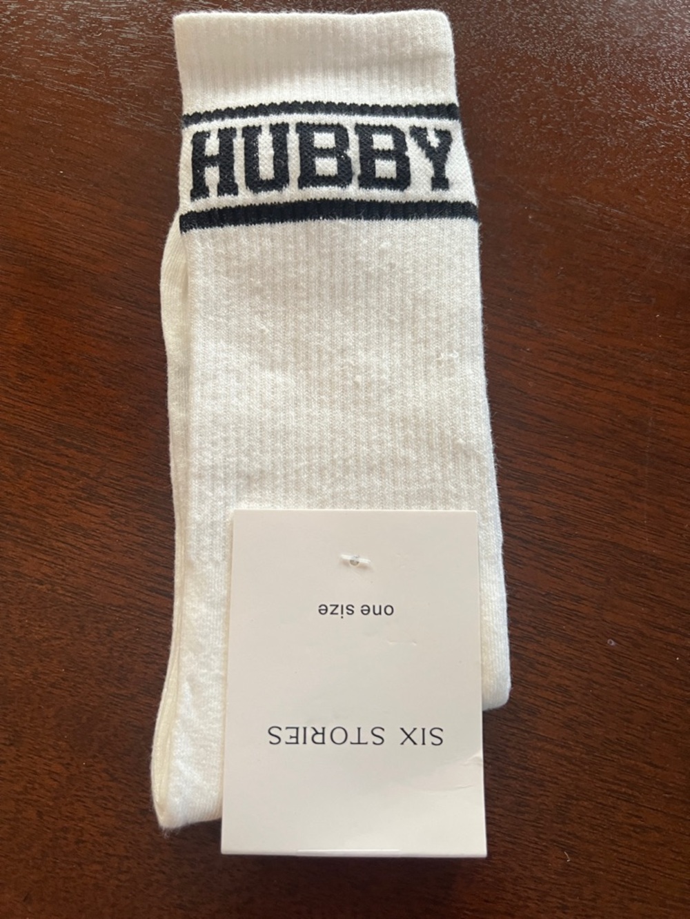 HUBBY White Crew Socks with Black Accent